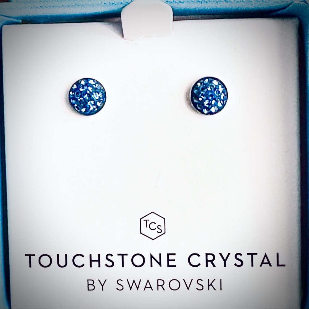 Swarovski Crystal Sparkling Blue Stud Earrings